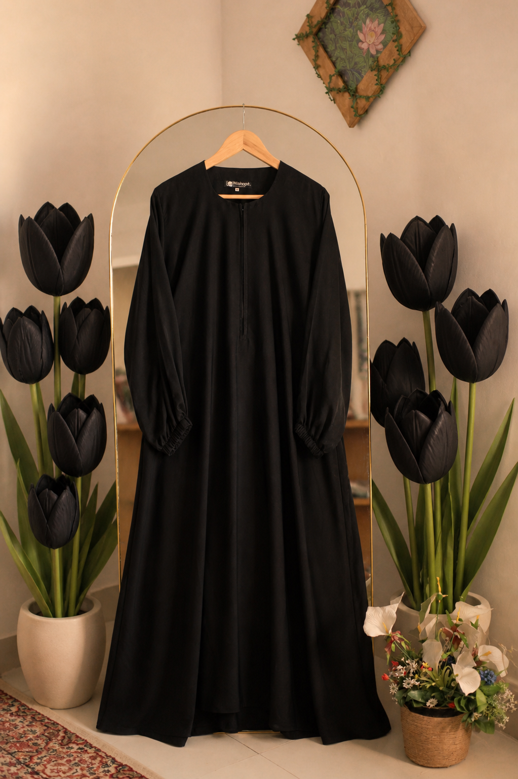 Black Daily Wear Abaya (Elastic Sleeves)