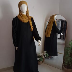 Black Daily Wear Abaya (Elastic Sleeves)