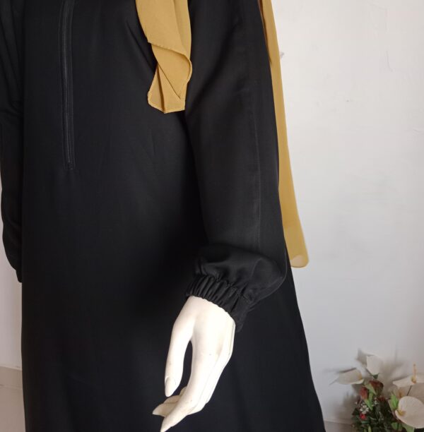 Black Daily Wear Abaya (Elastic Sleeves) - Image 2