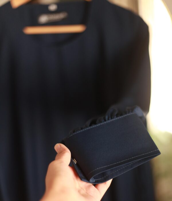 Midnight Blue Cuff Sleeves Abaya - Image 2