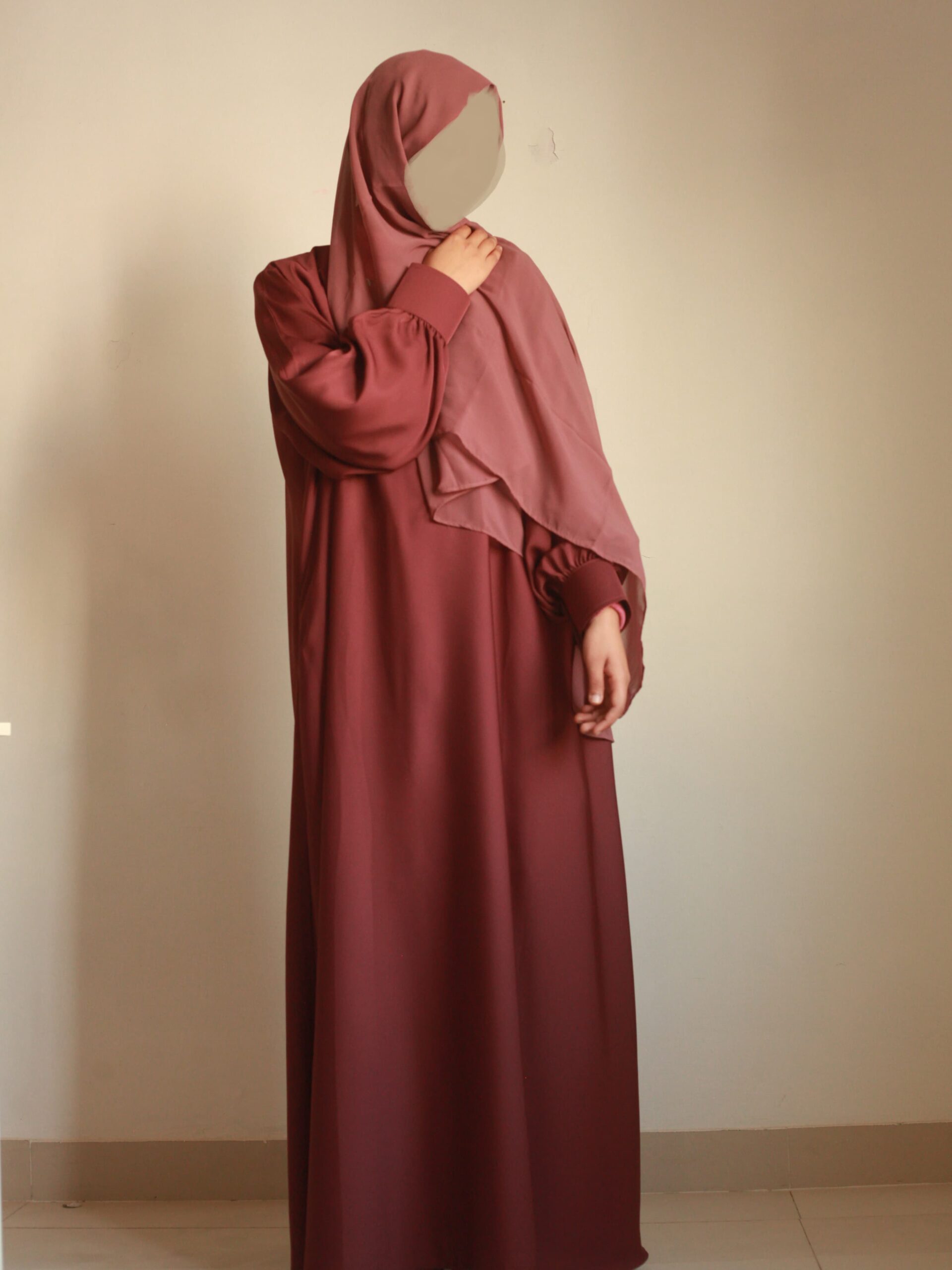 Indian Red Cuff Sleeves Abaya