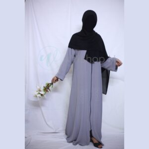 Grey Daily Wear Zipper Abaya
