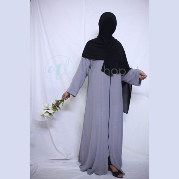 Grey Daily Wear Zipper Abaya