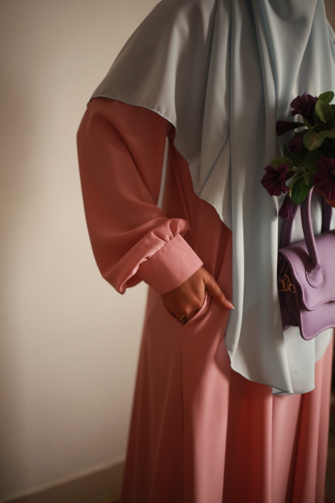 Pastel Pink Everyday Comfort Laser Abaya – Nursing & Wudu Friendly - Image 3