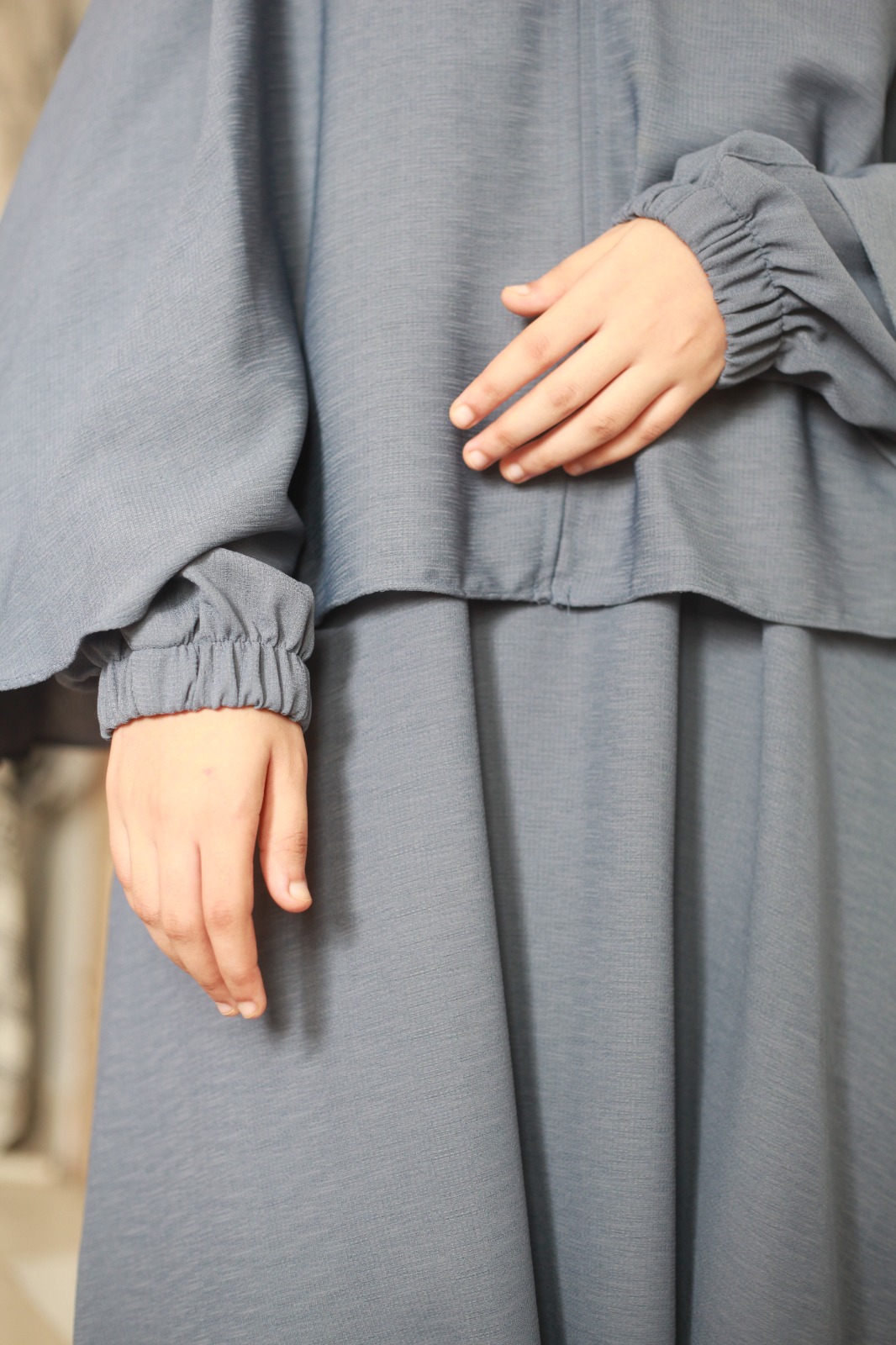 Slate Grey Essential 3-Piece Abaya Set Nursing Friendly & Full Coverage - Image 4