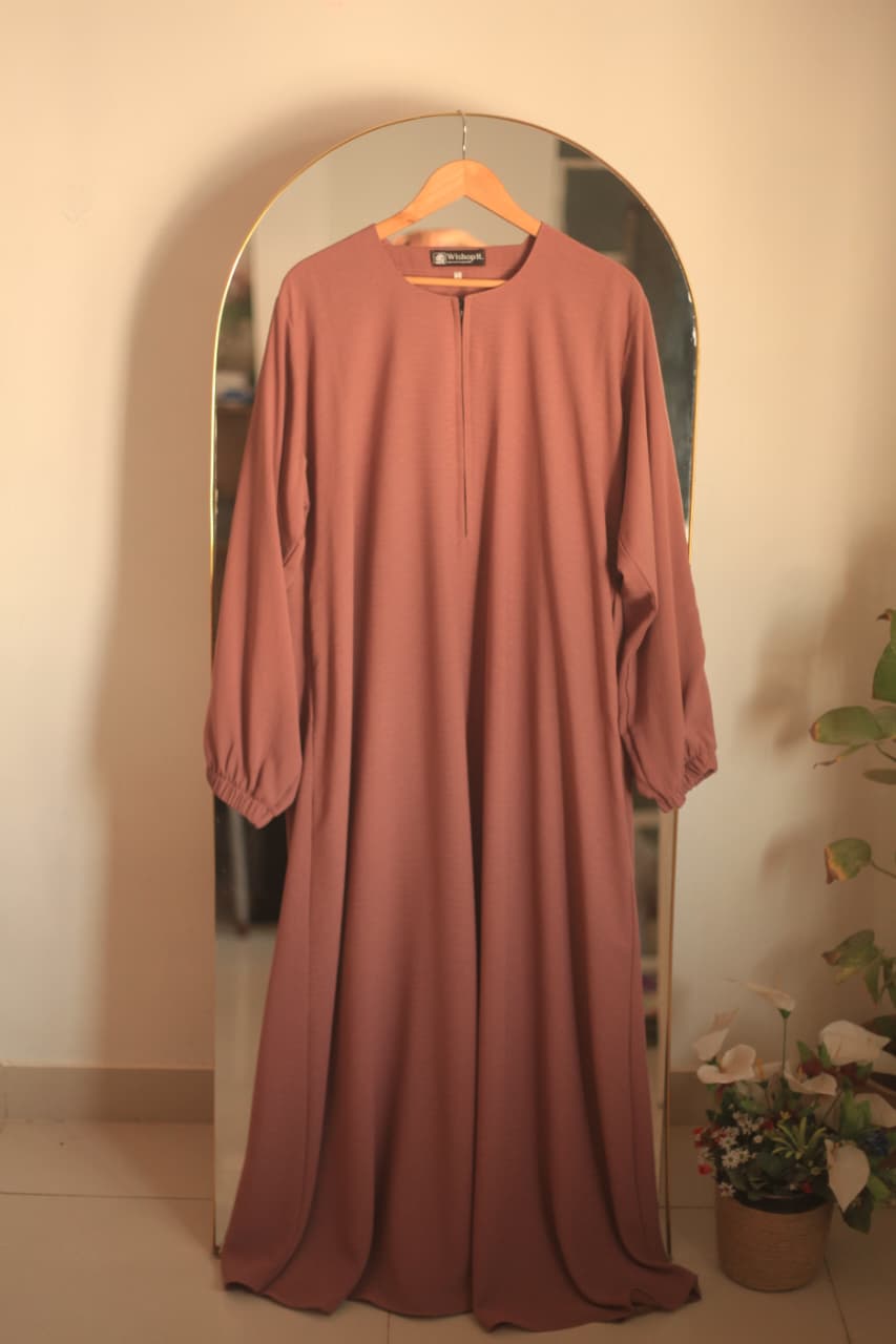 Tea Pink Essential 3-Piece Abaya Set Nursing Friendly & Full Coverage - Image 3