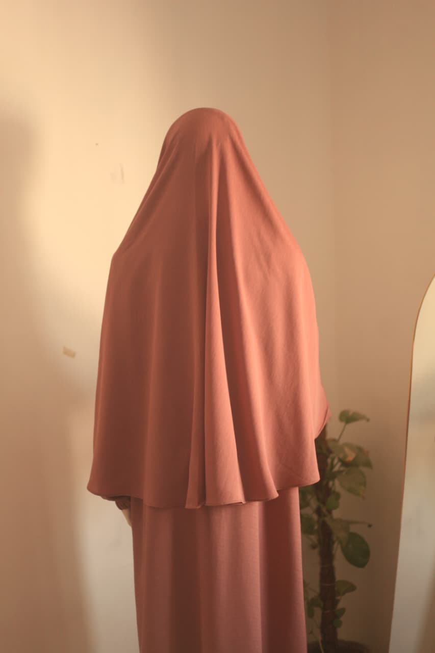 Tea Pink Essential 3-Piece Abaya Set Nursing Friendly & Full Coverage - Image 4