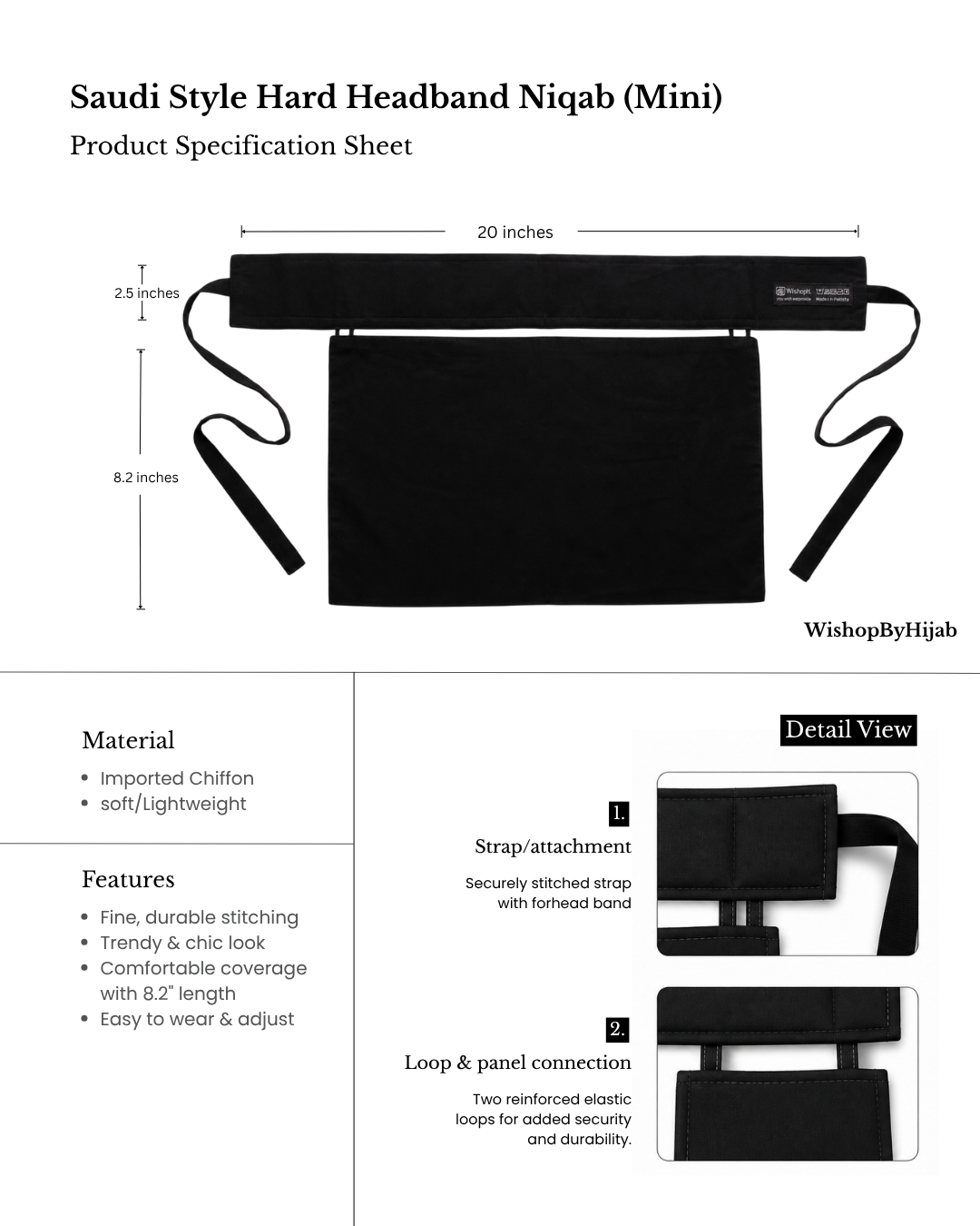 Saudi Style Hard Headband Niqab (Mini) - Image 5